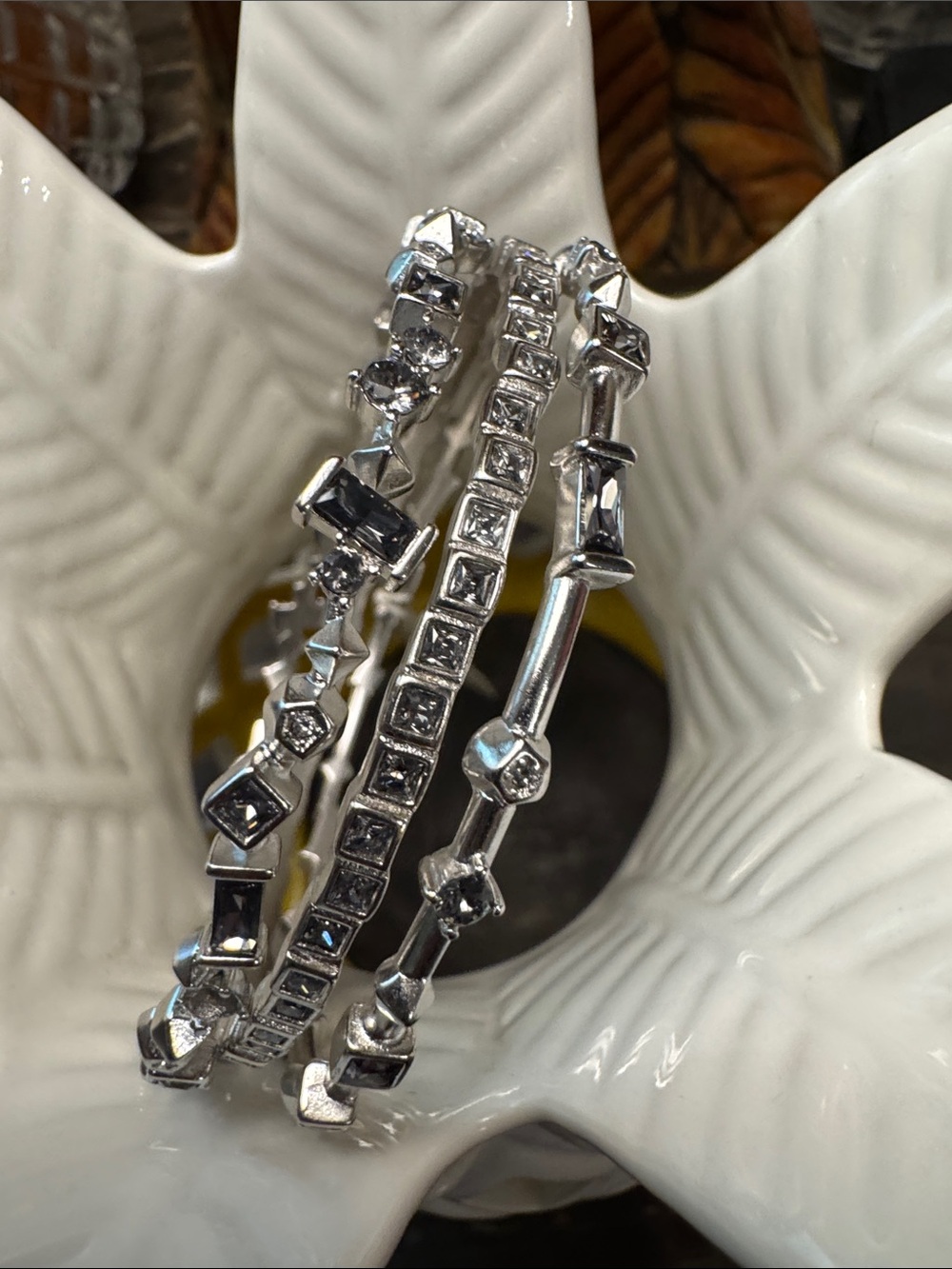 Kendra Scott Silver Tone Crystal Stackable Bracelets